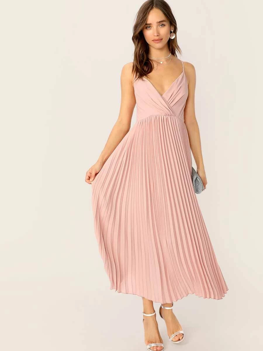 Surplice Neck Pleated Cami Dress Periwinkley Shop