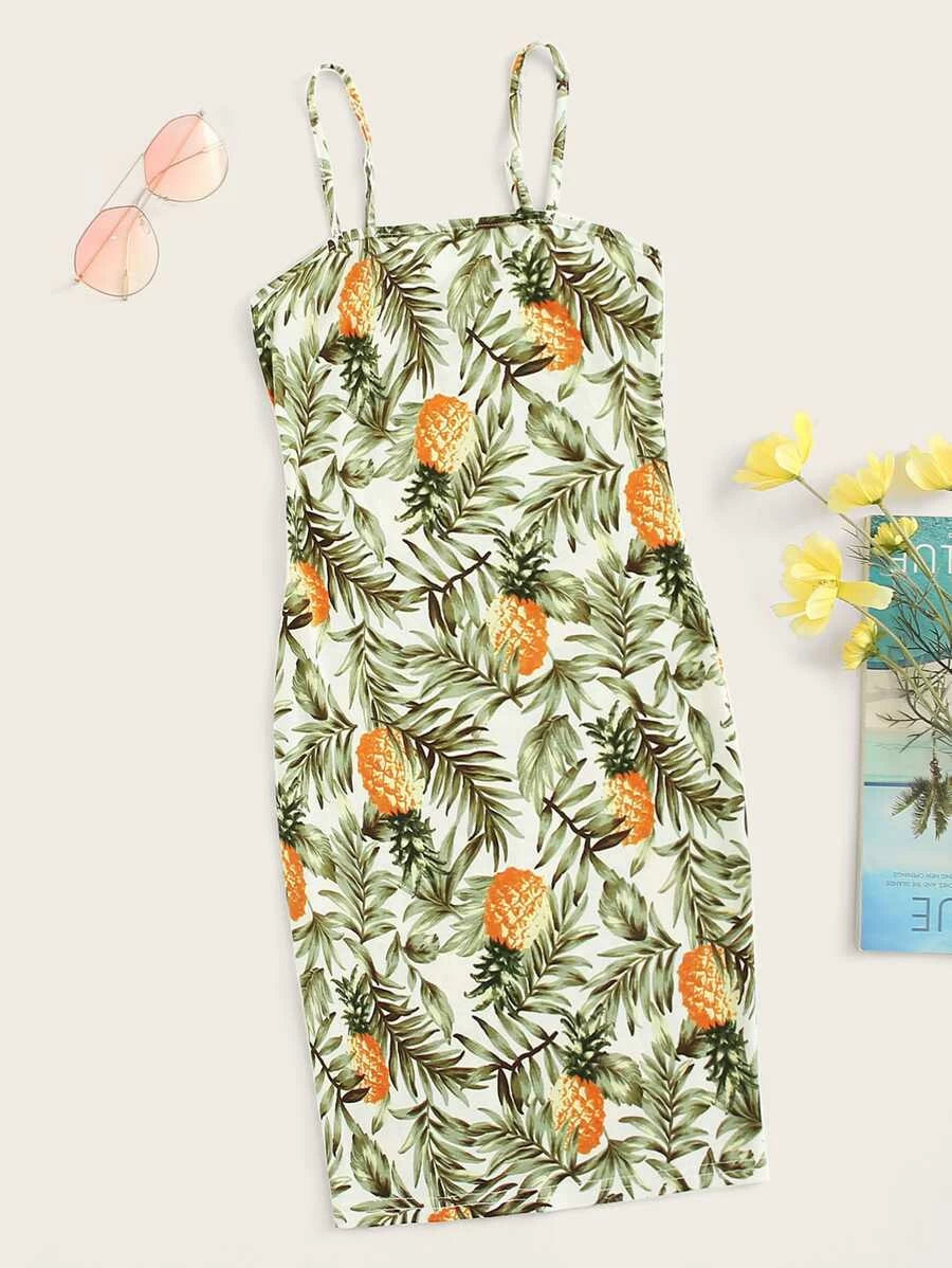 Pineapple Print Cami Dress Periwinkley Shop