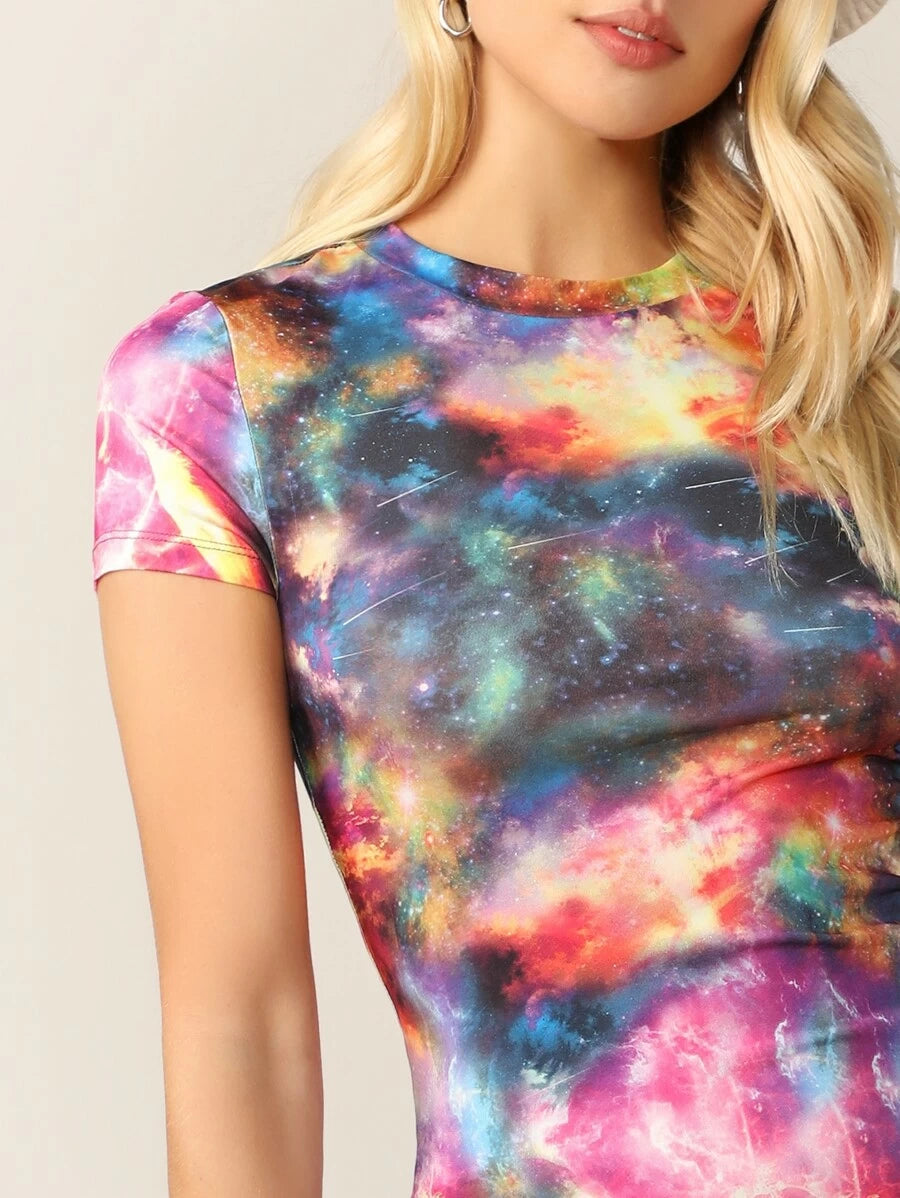 Tie Dye Bodycon T-shirt Dress Periwinkley Shop