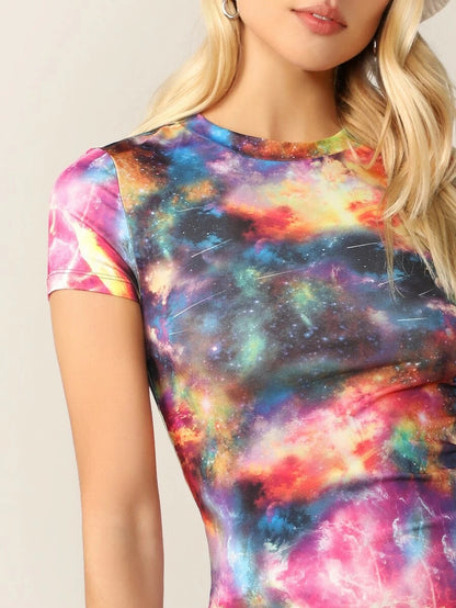 Tie Dye Bodycon T-shirt Dress Periwinkley Shop