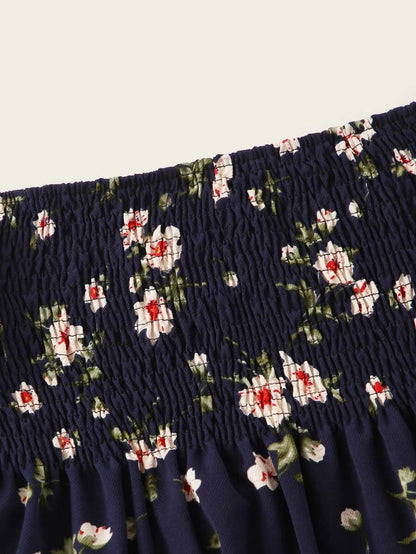 Ditsy Floral Shirred Off The Shoulder Dress Periwinkley Shop