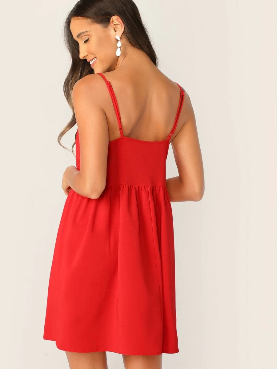 Solid Scallop Trim Sun Slip Dress Periwinkley Shop