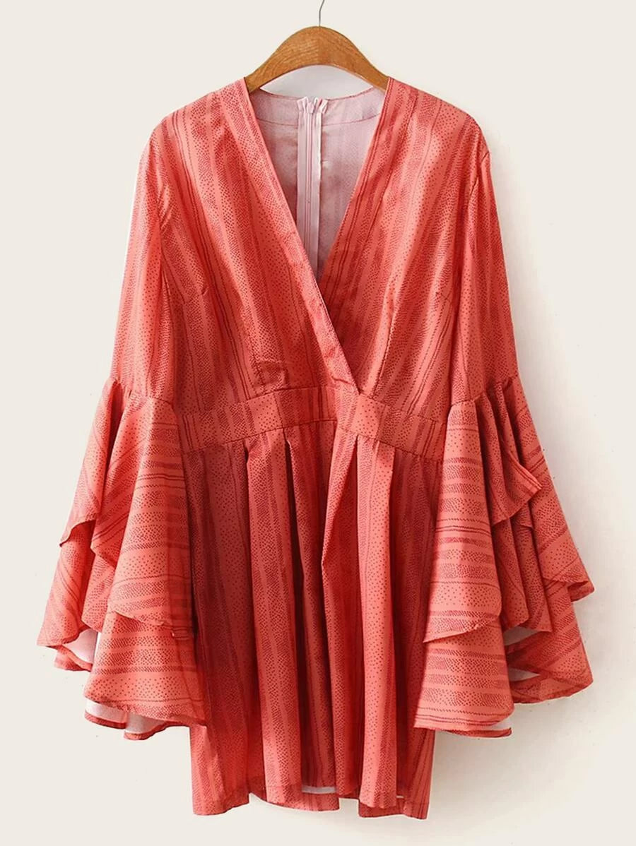 Polka Dot Flounce Sleeve Romper Periwinkley Shop