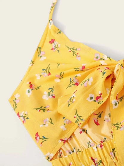 Ditsy Floral Knotted Front Peekaboo Halter Playsuit Periwinkley Shop