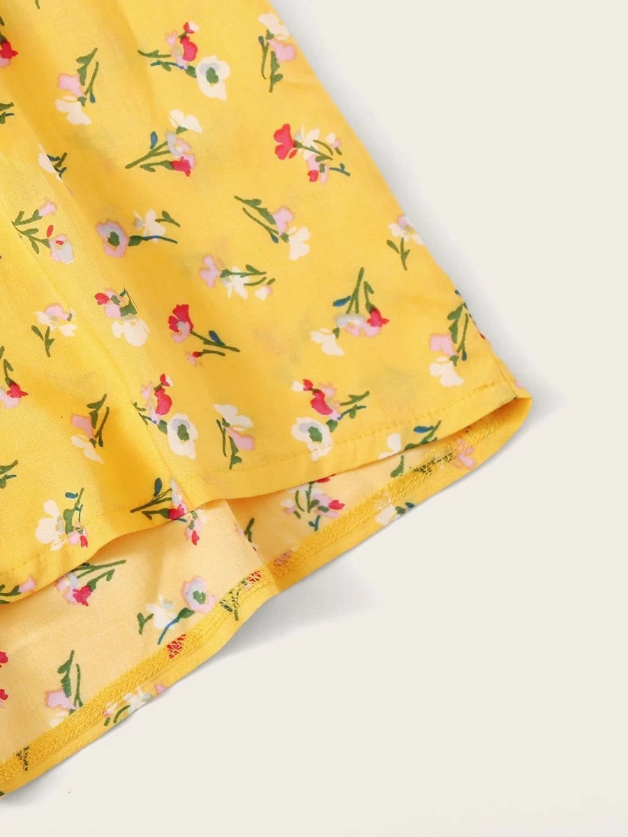 Ditsy Floral Knotted Front Peekaboo Halter Playsuit Periwinkley Shop