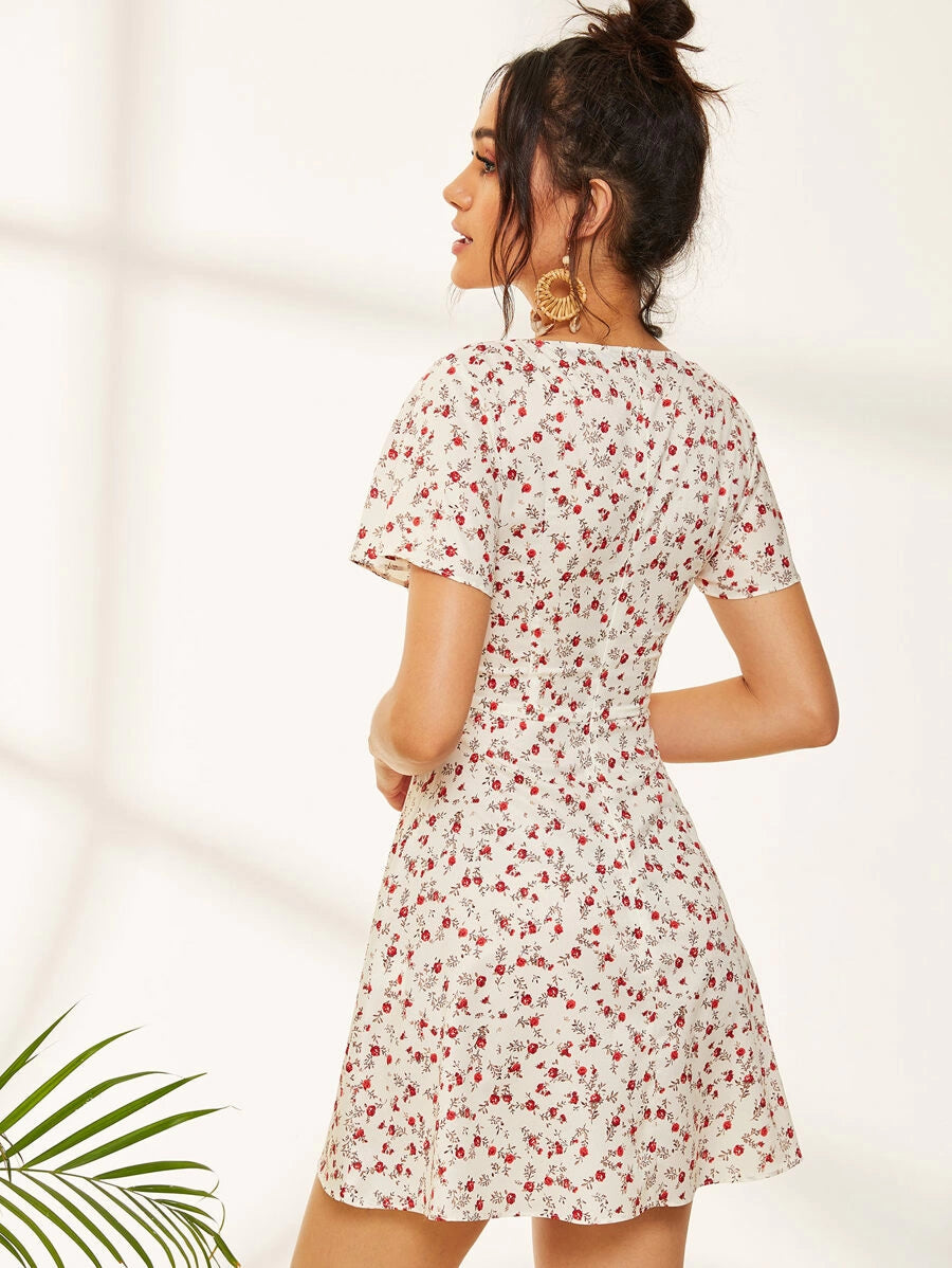 Ditsy Floral Square Neck Sundress Periwinkley Shop
