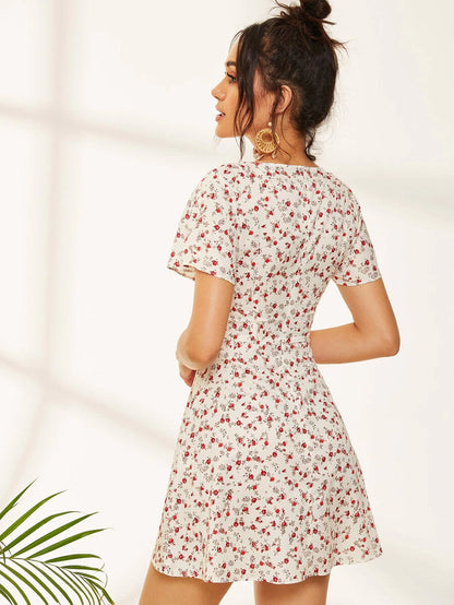 Ditsy Floral Square Neck Sundress Periwinkley Shop