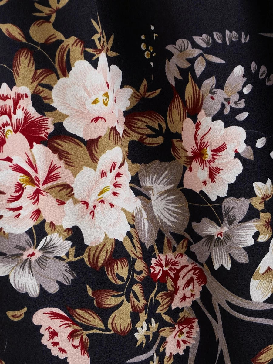 Pearls Tie Front Floral Print Cami Dress Periwinkley Shop
