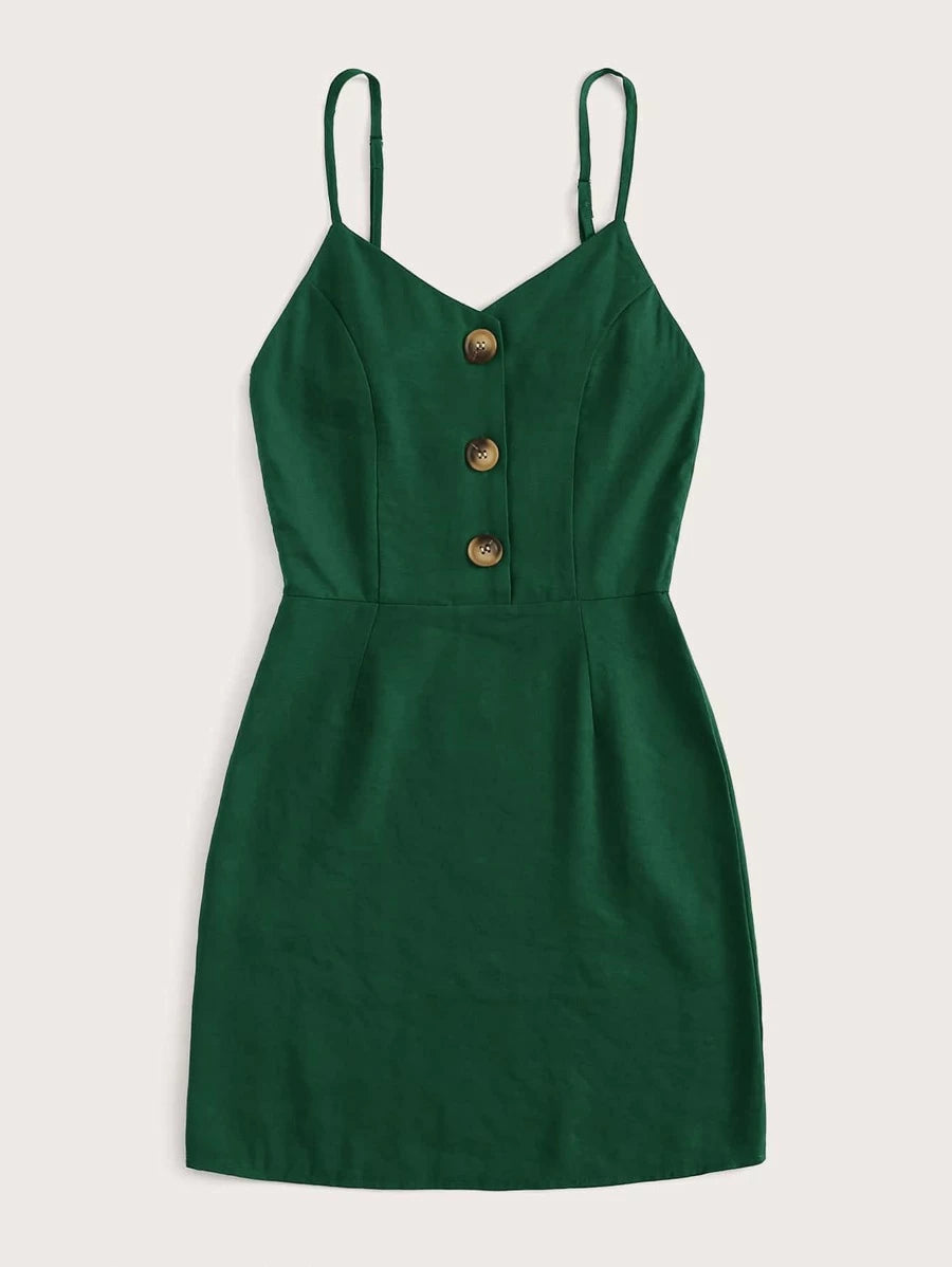 Button Front Sheath Cami Dress Periwinkley Shop