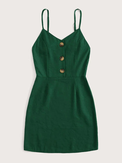 Button Front Sheath Cami Dress Periwinkley Shop