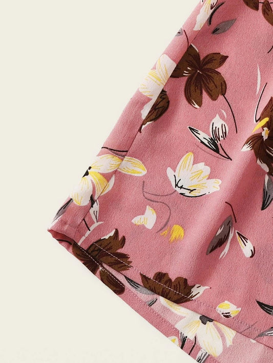 Blouson Waist Floral Print Knot Halter Romper Periwinkley Shop