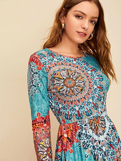 Tribal Print Pocket Side Dress Periwinkley Shop