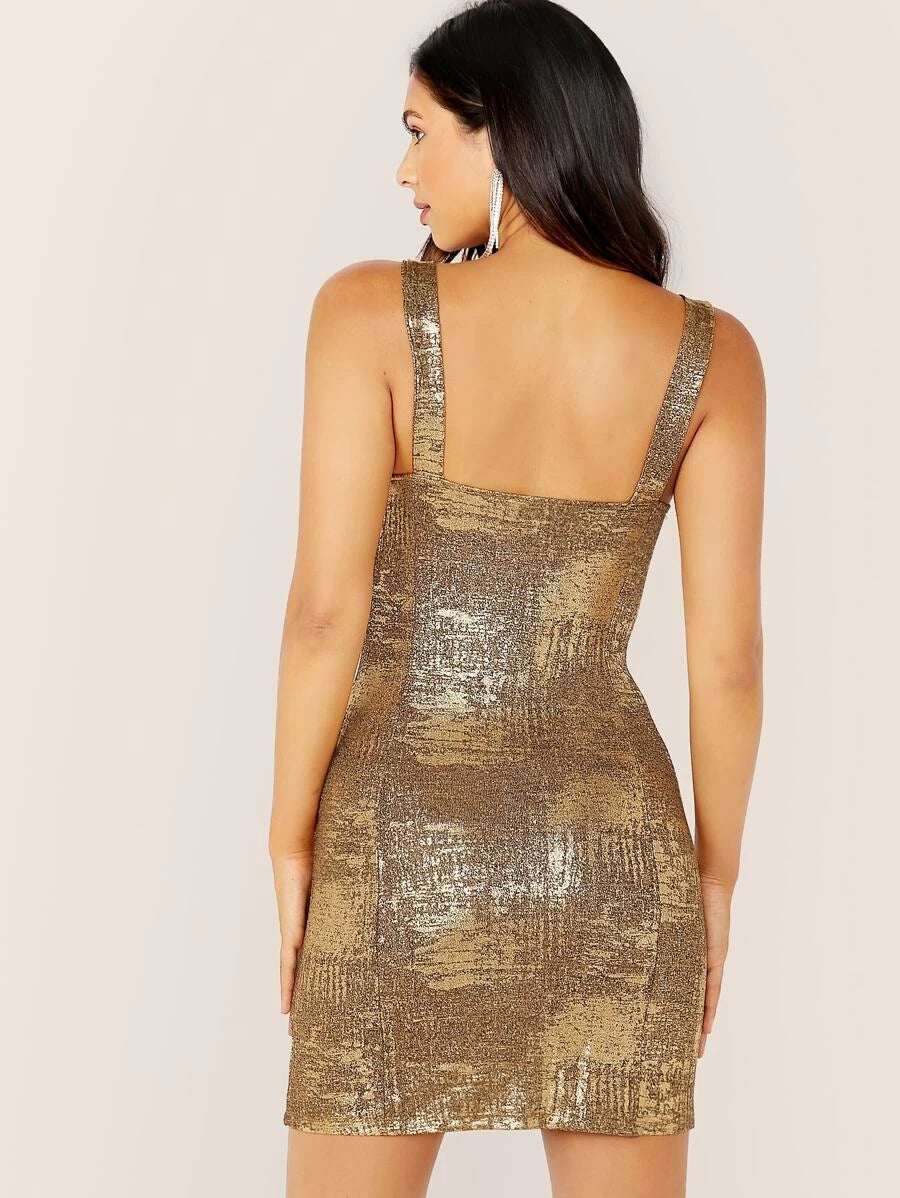 Metallic Gold Bodycon Dress Periwinkley Shop
