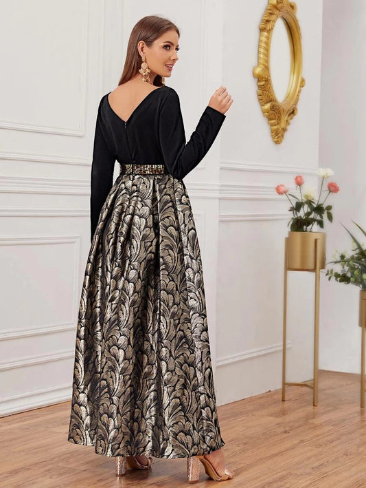 Allover Floral Jacquard Maxi One Piece Dress Periwinkley Shop