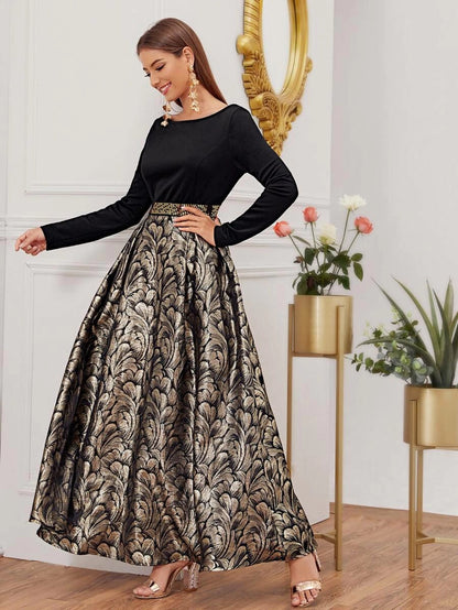 Allover Floral Jacquard Maxi One Piece Dress Periwinkley Shop