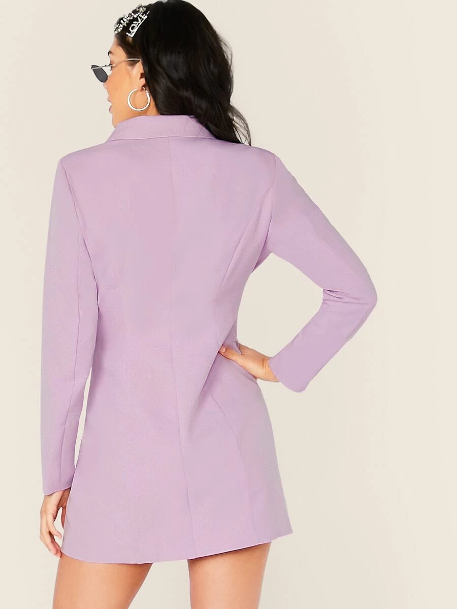 Notched Collar Double Breasted Blazer Dress Periwinkley Shop