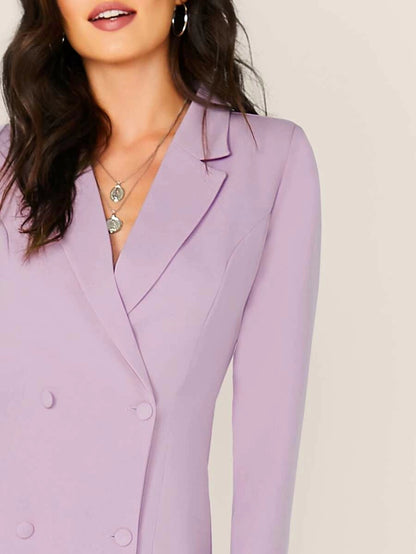 Notched Collar Double Breasted Blazer Dress Periwinkley Shop