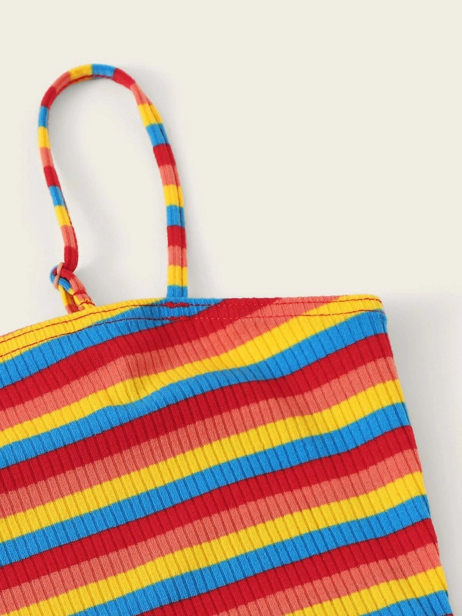 rainbow striped ribbed mini dress Periwinkley Shop