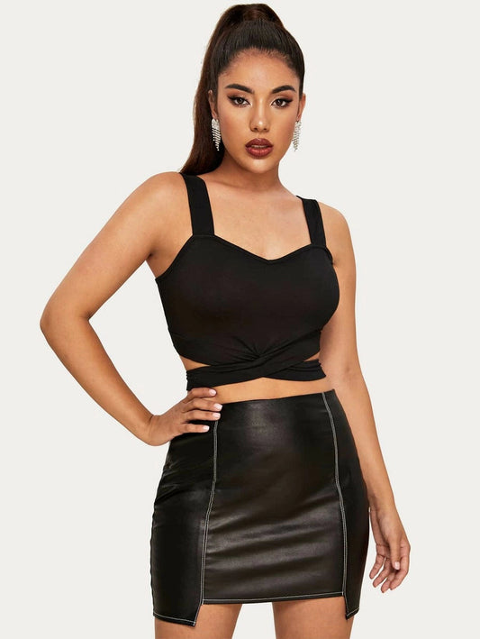 Cross Criss Hem Crop Top Periwinkley Shop