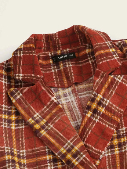 Double Breasted Tartan Blazer & Skirt Set Periwinkley Shop