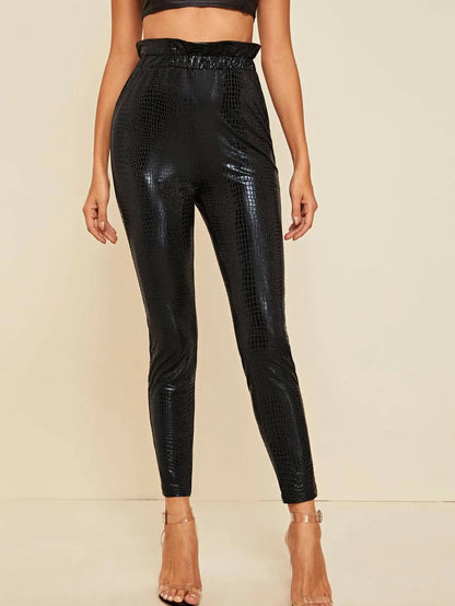 Paperbag Waist Crocodile Embossed Leggings Periwinkley Shop