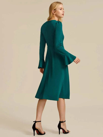 Bell Sleeve Button Up Split Hem Dress Periwinkley Shop