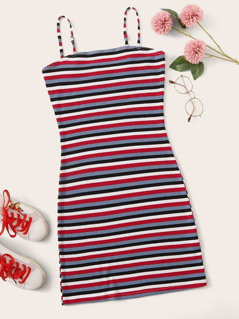 Striped knit strapless bodycon dress Periwinkley Shop