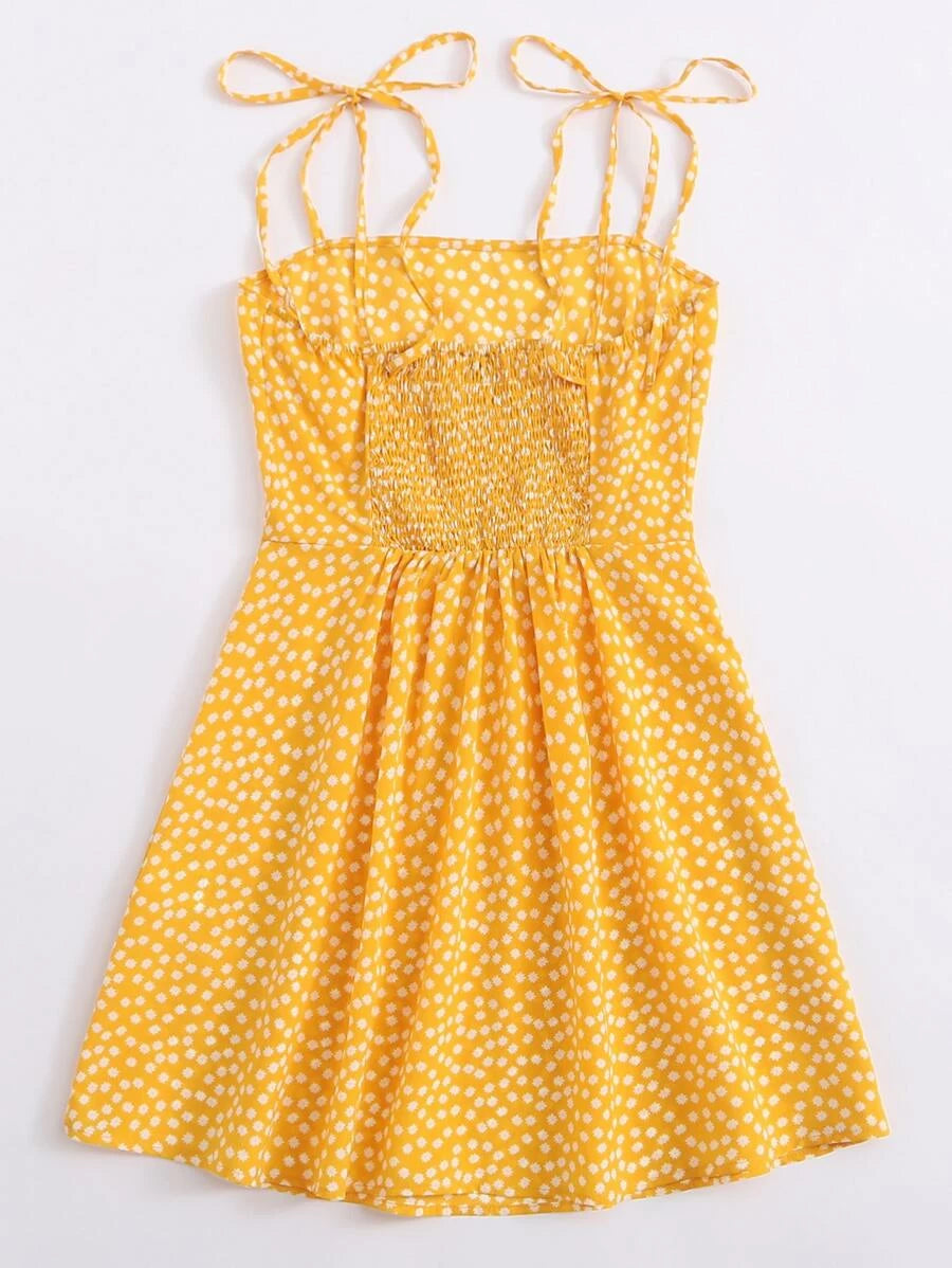 Self Tie Shoulder Shirred Back Sundress Periwinkley Shop