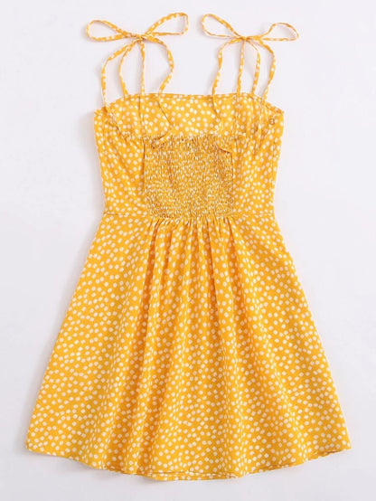 Self Tie Shoulder Shirred Back Sundress Periwinkley Shop