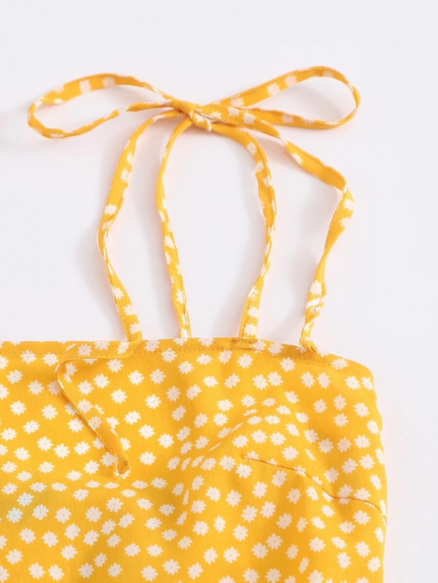 Self Tie Shoulder Shirred Back Sundress Periwinkley Shop