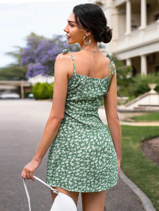 Ditsy Floral Print Knot Front Cami Dress Periwinkley Shop
