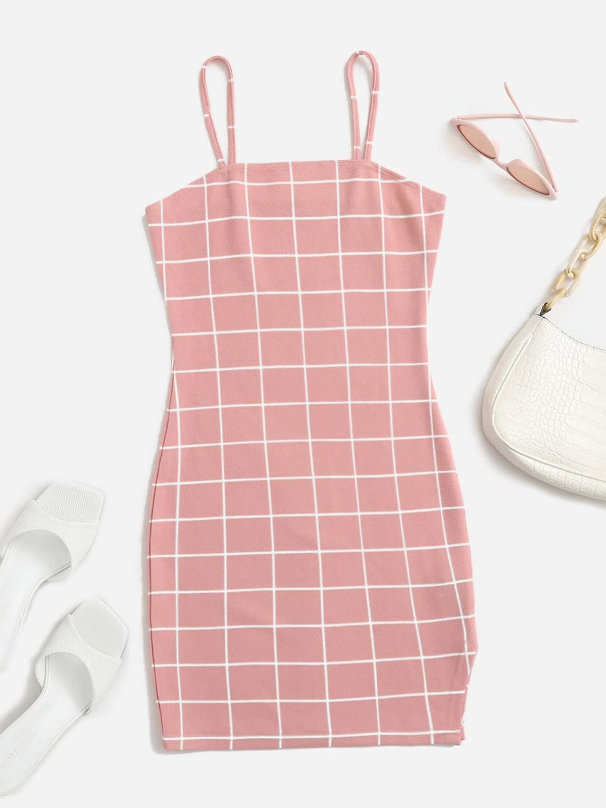 Essnce check bodycon dress Periwinkley Shop