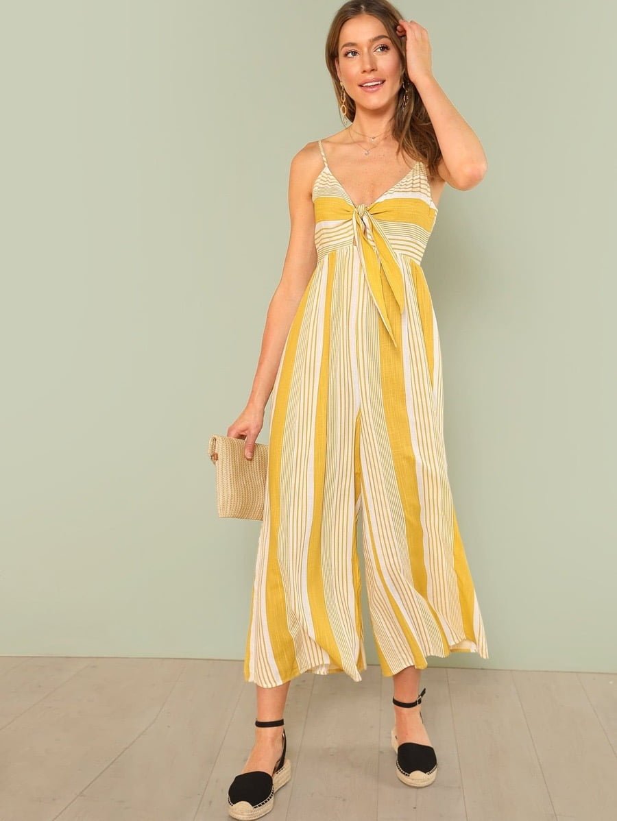 Palazzo Leg Striped Cami Jumpsuit Periwinkley Shop