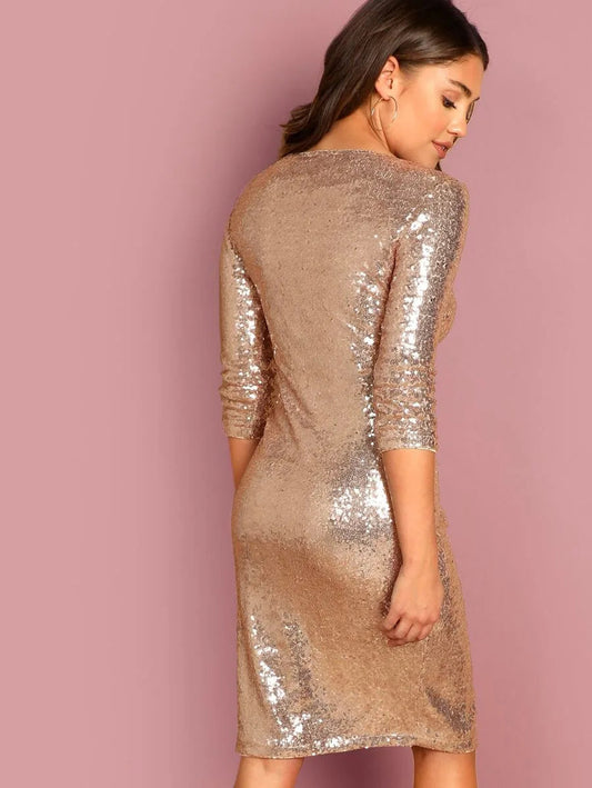 Plunging High Split Sequin Dress Periwinkley Shop
