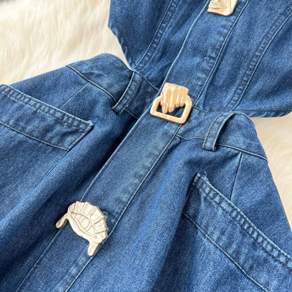 Laura Denim Slit Dress (No Belt) Periwinkley Shop