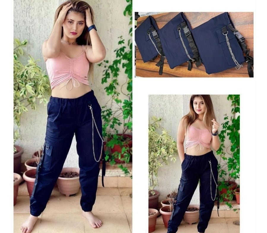 Side Pocket Ribbon Belt Strap Cargo streetwear pant Periwinkley Shop