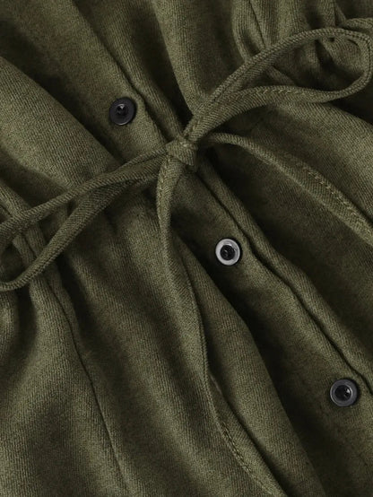 Single Breasted Drawstring Waist Pocket Side Dress Periwinkley Shop