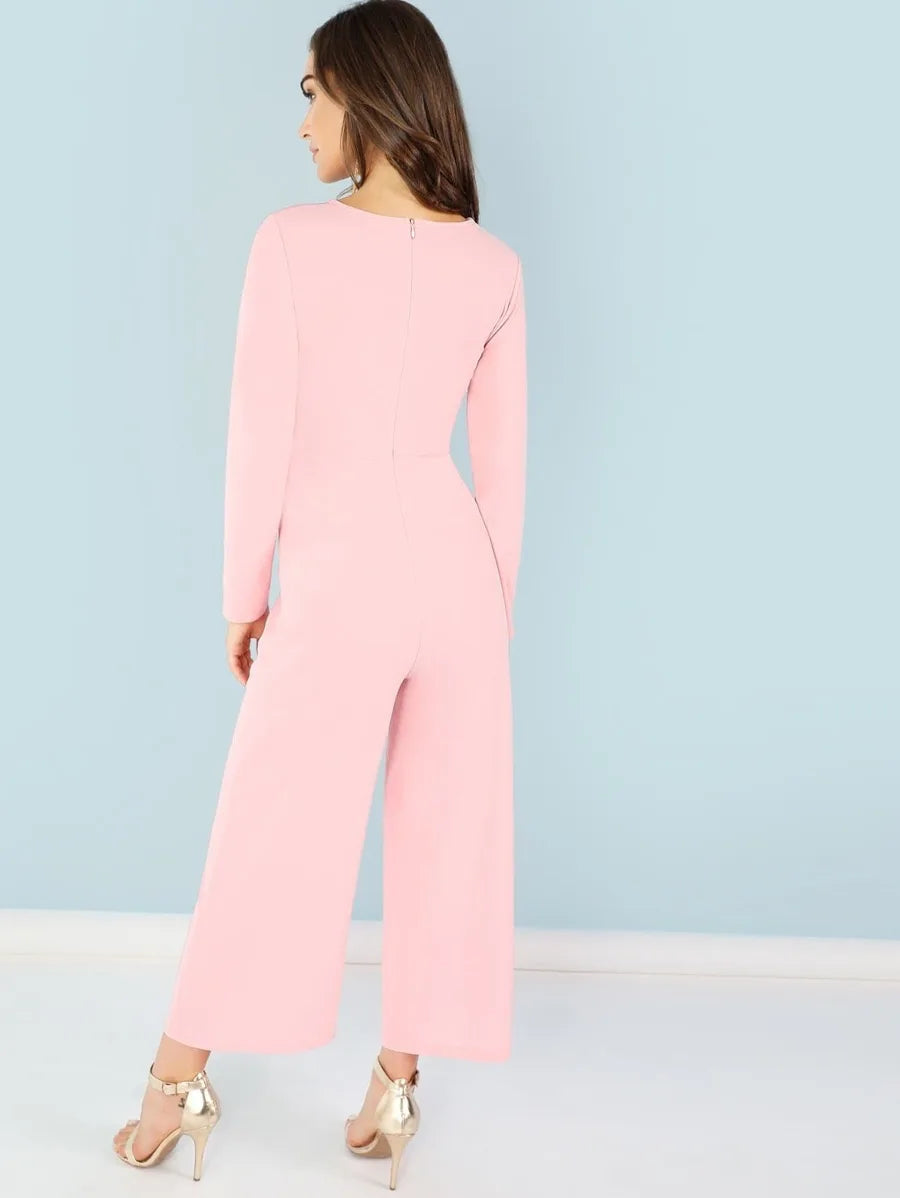Cross wrap front wide leg jumpsuit Periwinkley Shop