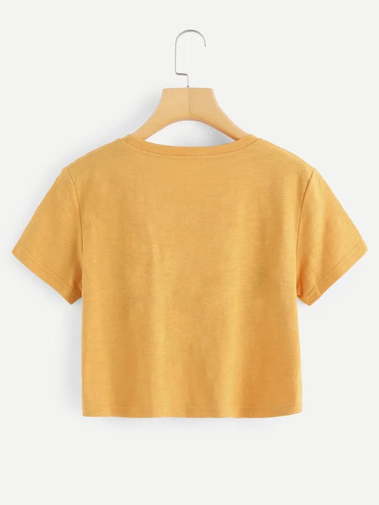 Contrast Striped  Crop Tee Periwinkley Shop