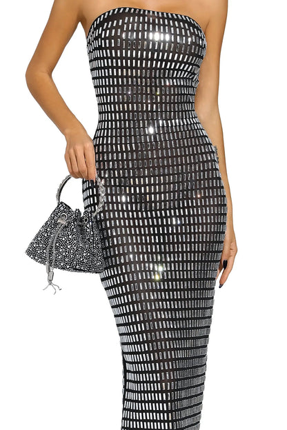 Boris Diamond Off Shoulder Dress -Black Periwinkley Shop