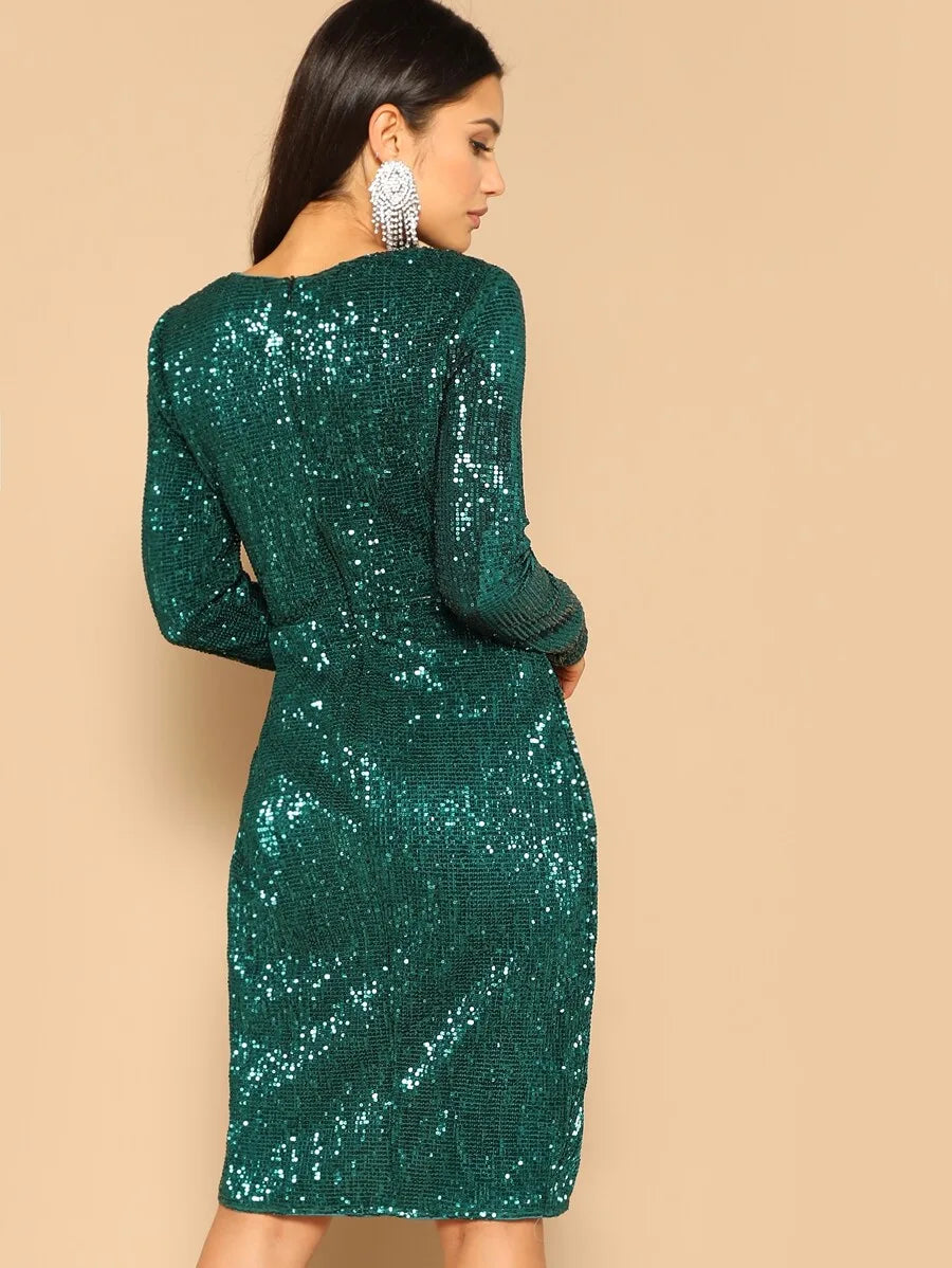 Twist Waist Tulip Hem Sequin Dress Periwinkley Shop
