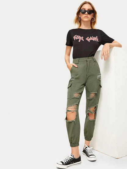 Ripped Distressed Cargo Jeans Periwinkley Shop