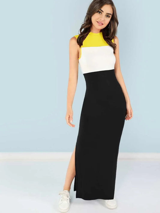Cut & Sew Split Maxi Dress Periwinkley Shop
