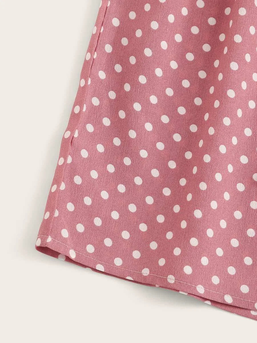 Button Front Polka Dot Belted Romper Periwinkley Shop