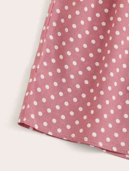 Button Front Polka Dot Belted Romper Periwinkley Shop