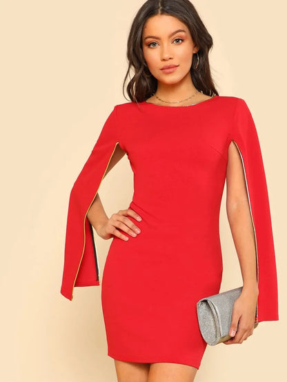 Contrast Tipping Cloak Sleeve Dress Periwinkley Shop