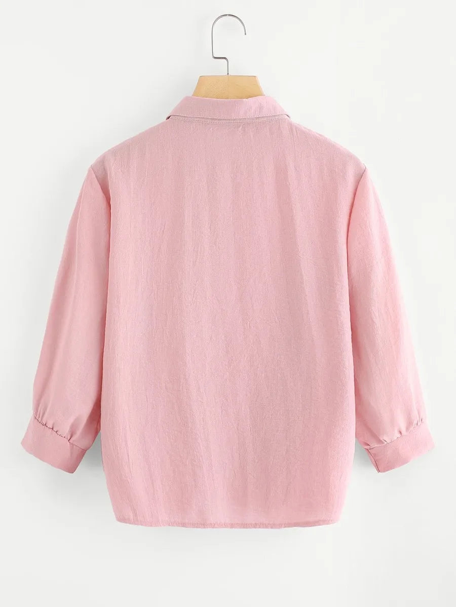 Contrast Lace  Embroidered Shirt Periwinkley Shop