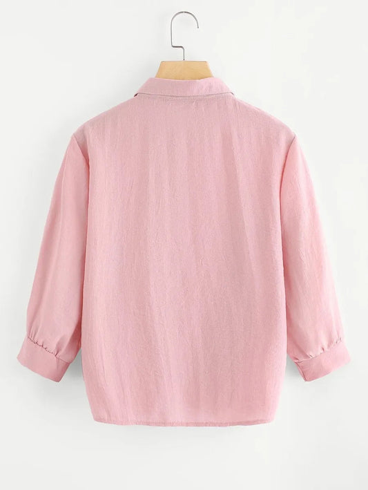 Contrast Lace  Embroidered Shirt Periwinkley Shop