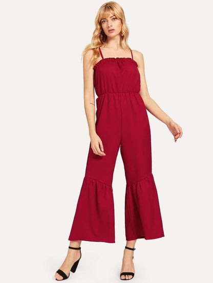 Criss Cross Back Frill Cami Jumpsuit Periwinkley Shop