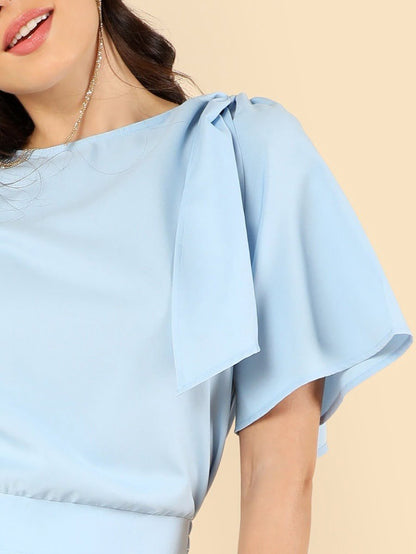 Tie Shoulder Elastic Waist Jumpsuit Periwinkley Shop